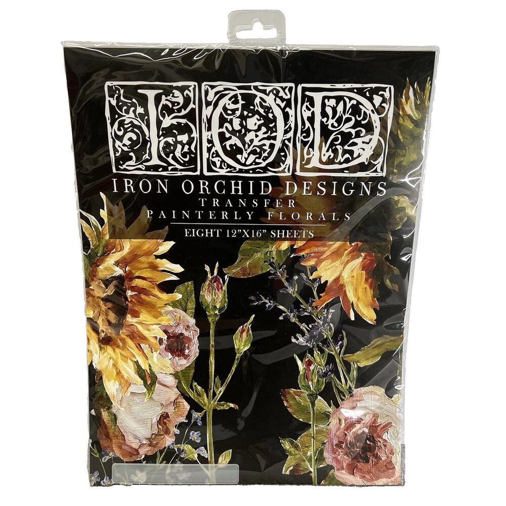 IOD Painterly Florals Transfer NEW Sunflowers Peonies Lavender